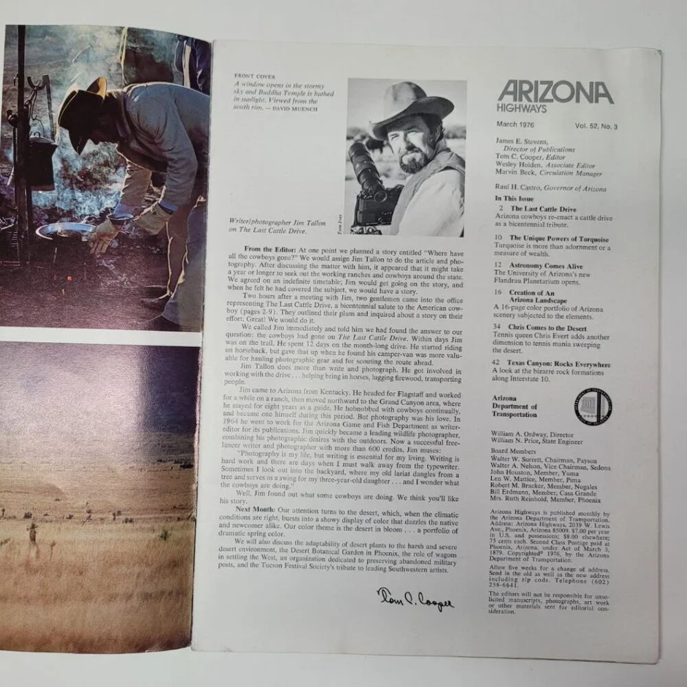 Arizona Highways Artwork Magazine March 1976 Vintage History Weather Seasons Ice
